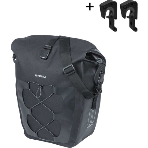 Basil Navigator Storm Large, single pannier bag,MIK Hooks, 25-31L, black click to zoom image