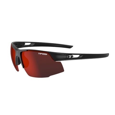 TIFOSI Centus Single Lens Sunglasses Gloss Black Smoke Red click to zoom image